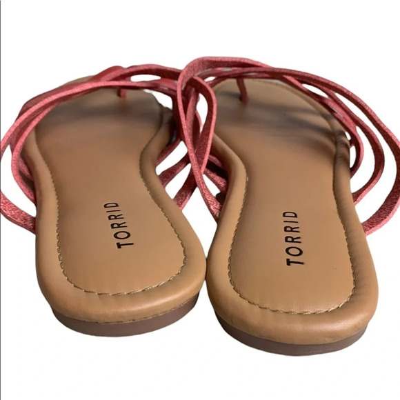 Torrid Women’s Red Strapy Sandals Flat Size 11W Casual Fall Flip Flop  Autumn - Picture 4 of 6